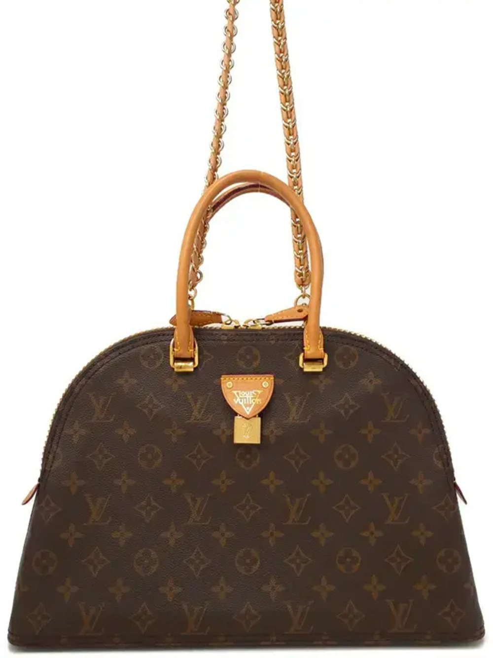 Louis Vuitton Monogram LV Moon Alma Top Handle Bag Canvas Leather Brown